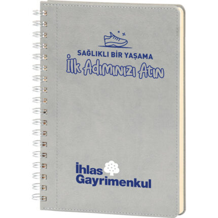 Bağcılar-20x28-G Spiralli Tarihsiz Defter - Gri, 20 x 28 cm